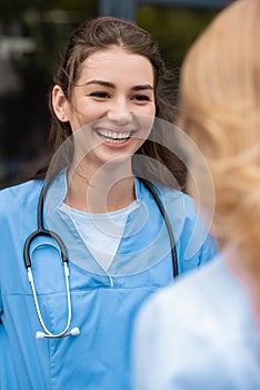 smiling medical student talking