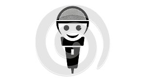 Smiling Microphone Cartoon Character Icon