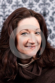 Smiling Middle Aged Brunette Woman