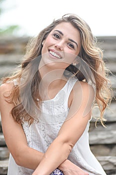 Smiling Model During an Outdoor Photoshoot