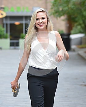 Smiling Model During an Outdoor Photoshoot