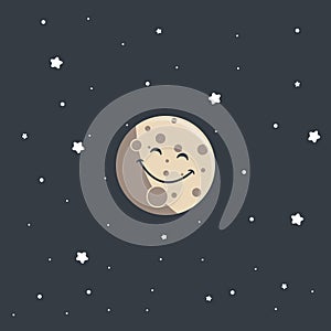 Smiling Moon Cartoon vector EPS 10