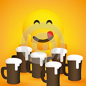 Smiling, Mouth Licking Emoji Showing Thumbs Up - Simple Happy Emoticon for Web and Instant Messaging with and Lots of Glasses