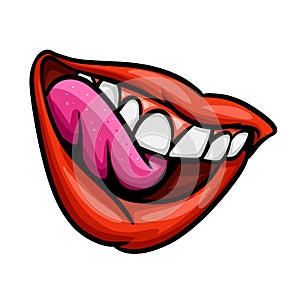 Smiling mouth with sext tongue