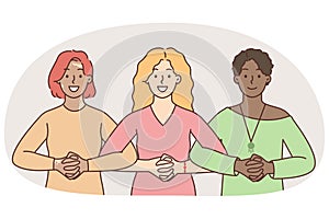 Smiling multiracial women show unity