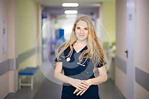 Smiling nurse with stethoscope