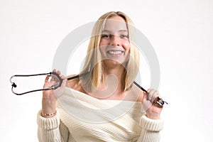 Smiling nurse with stethoscope