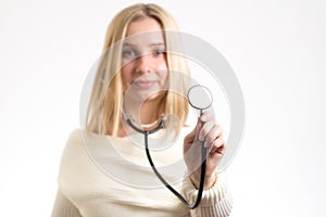 Smiling nurse with stethoscope