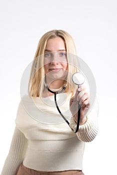 Smiling nurse with stethoscope