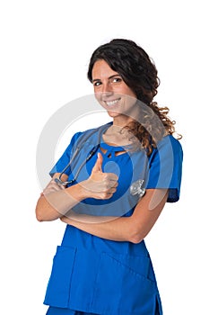 Smiling nurse with thumb up