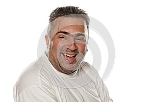 Smiling obese man