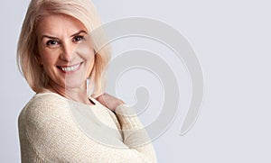 Smiling old woman. anti aging concept