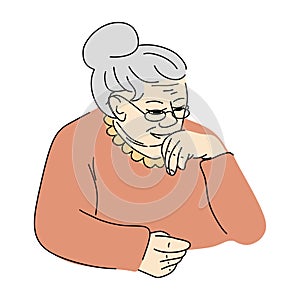 Smiling old woman wearing glasses