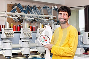 Smiling operator of automatic embroidery machines