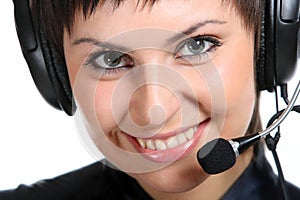 Smiling operator woman in a Call center