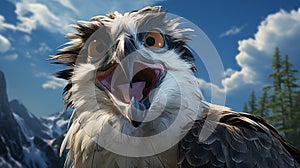 Smiling Osprey With Spectacles: A Playful And Realistic Animal Portrait