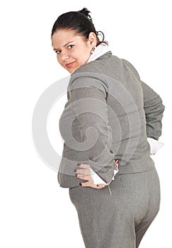 Smiling overweight businesswoman