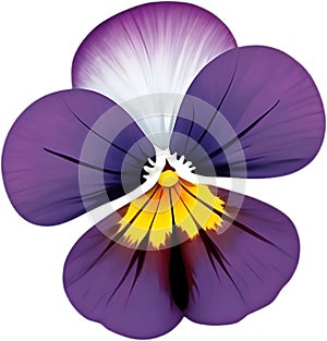 Smiling pansy with brightly contrasting petals.