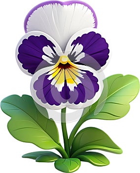 Smiling pansy with brightly contrasting petals.