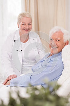 Smiling patient of geriatric ward