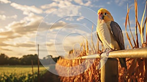 Smiling Penguin On Metal Pole In Sun-kissed Field