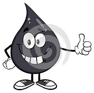 Smiling Petroleum Or Oil Drop Cartoon Character Giving A Thumb Up