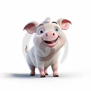 Smiling Pig With Big Eyes: Disney-style Animation In Uhd photo