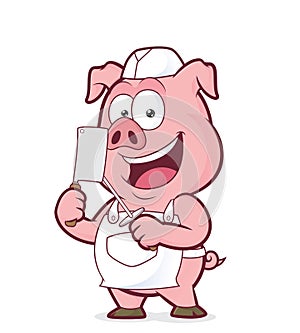 Smiling pig butcher