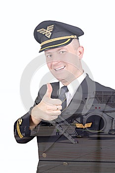 Smiling pilot with his thumb up