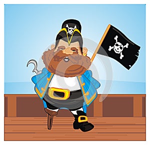 Pirate on ship with flag