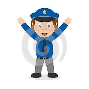 Smiling Policewoman Cartoon Character