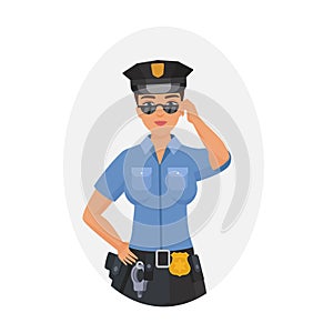 Smiling policewoman in standing pose