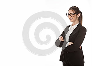 Smiling Pretty Businesswoman With Arms Crossed