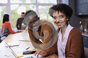 Smiling professional business leaders and employees group team portrait