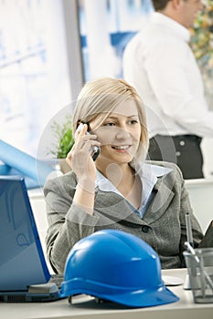 Smiling professional on phone