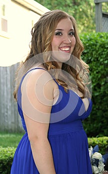 Smiling Prom Teen Girl in Profile