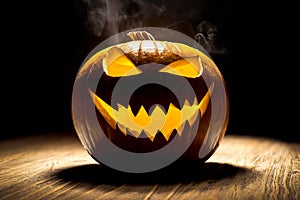 Smiling pumpkin with smoke