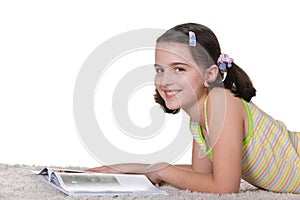 Smiling reading girl photo