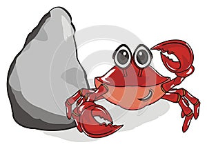 Crab and rock