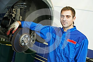 Smiling repairman auto mechanic