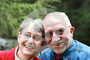 Smiling retired couple