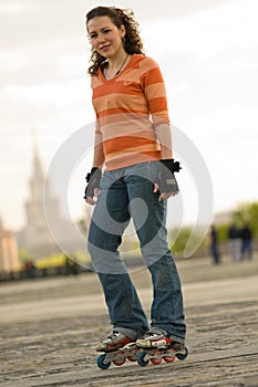 Smiling Rollerskating Girl