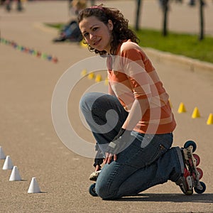 Smiling Rollerskating Girl