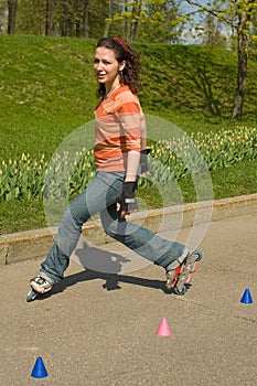 Smiling Rollerskating Girl