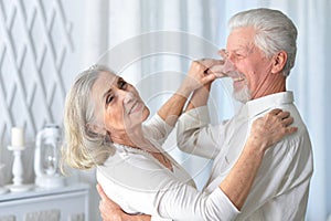 Portrait of happy smiling senior couple dancing