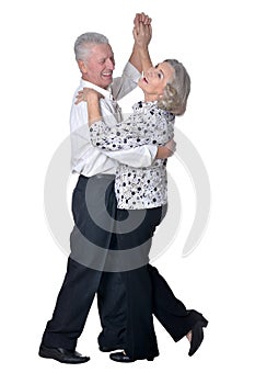 Smiling senior couple dancing