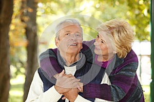 Smiling senior couple outdoor