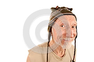 Smiling senior man in knit cap