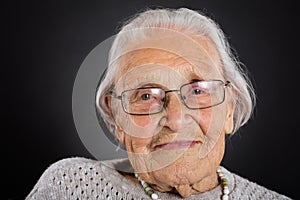 Smiling Senior Woman With Eyeglasses