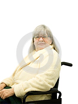 Smiling Senior Woman in Wheel Chair